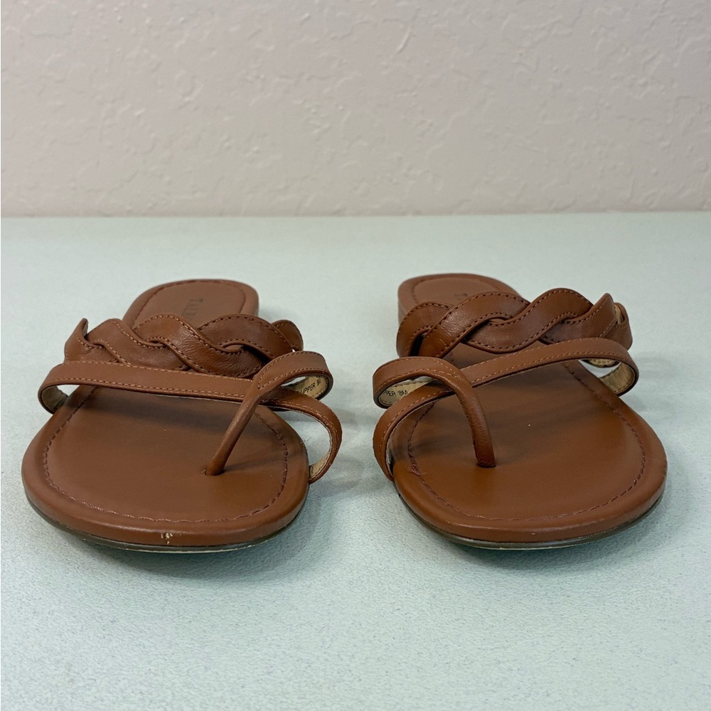 Talbots Leather Gia Braided Sandals Nappa Carmel women’s 8 Slip on summer cruise - Picture 4 of 10